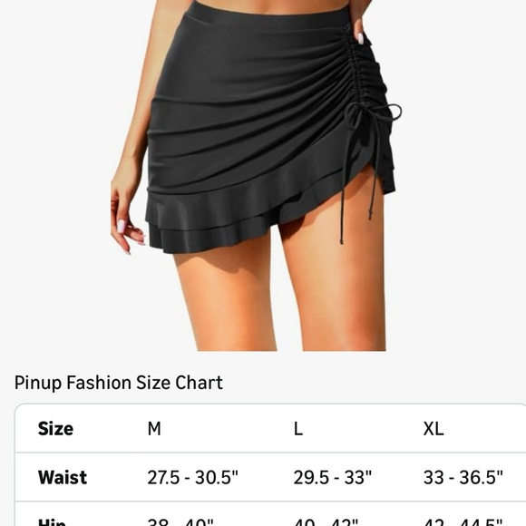 Black Ruched Ruffle Swim Skirt - Picture 2 of 12